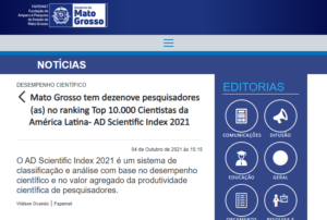 Professores orientadores do PPGVet no ranking no ranking Top 10.000 Cientistas da América Latina- AD Scientific Index 2021
