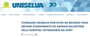Professor do PPGVet participa juntamente com a Uniselva, direção do HOVET e coordenação do CEMPAS de reunião para definir a respeito do atendimento e diagnóstico de animais silvestres pelo Hospital Veterinário da UFMT